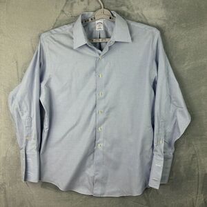 brooks brothers 346‎ dress shirt mens blue striped button down long sleeve 18-35